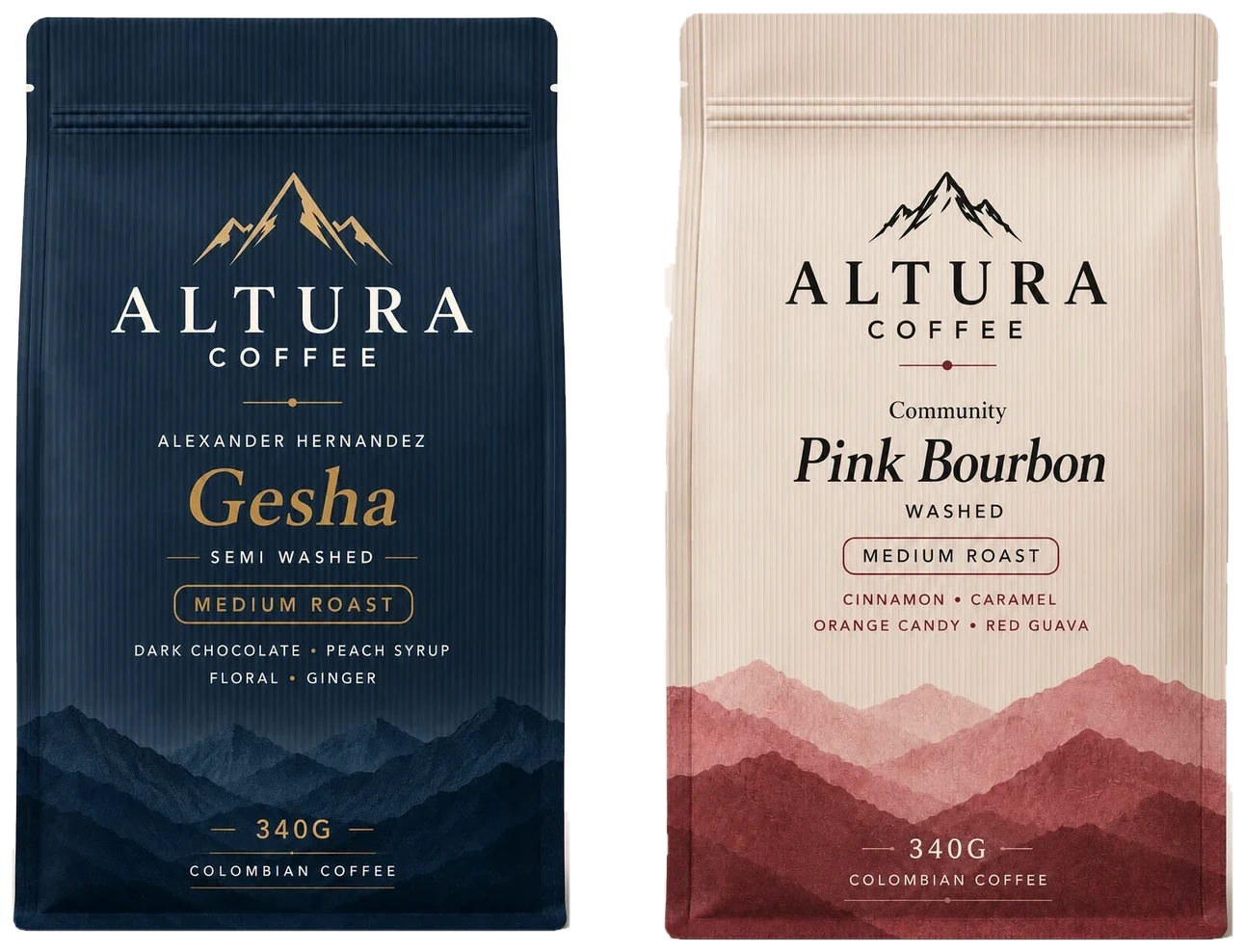 Les cafés Altura Gesha et Pink Bourbon